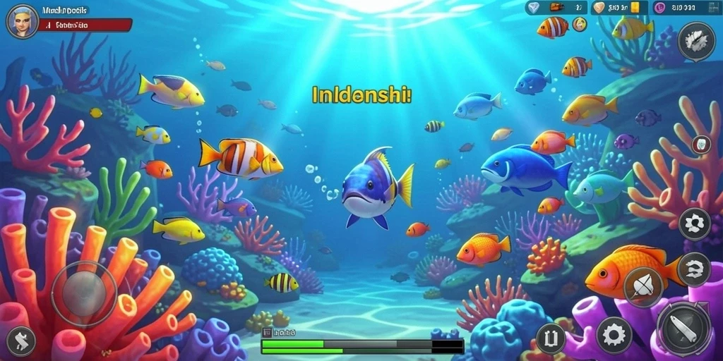 Screenshot level yang penuh warna dan menantang.